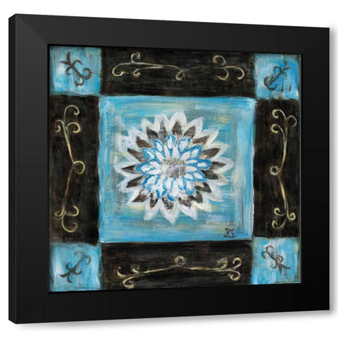 Retro Blue I Black Modern Wood Framed Art Print with Double Matting by van Aanholt, Pascalle