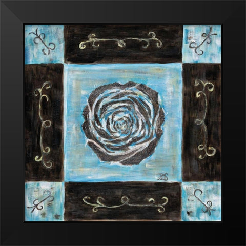 Retro Blue II Black Modern Wood Framed Art Print by van Aanholt, Pascalle