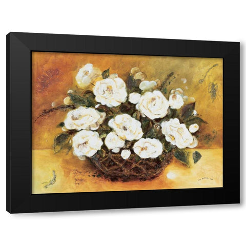 Bouqet White Flowers Black Modern Wood Framed Art Print with Double Matting by Pelzer-Janssen, Ine