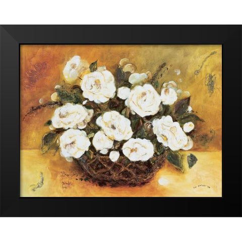 Bouqet White Flowers Black Modern Wood Framed Art Print by Pelzer-Janssen, Ine