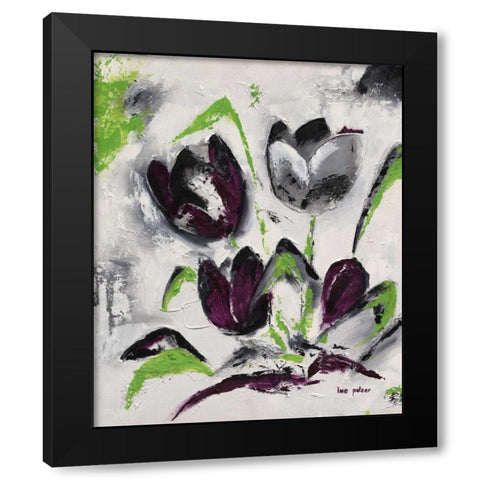 Abstract Tulip II Black Modern Wood Framed Art Print with Double Matting by Pelzer-Janssen, Ine