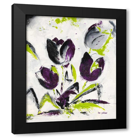 Abstract Tulip III Black Modern Wood Framed Art Print by Pelzer-Janssen, Ine