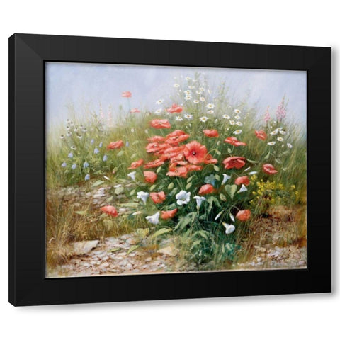 Poppies and friends Black Modern Wood Framed Art Print with Double Matting by Motz, Peter
