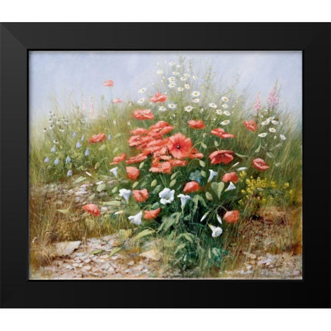 Poppies and friends Black Modern Wood Framed Art Print by Motz, Peter