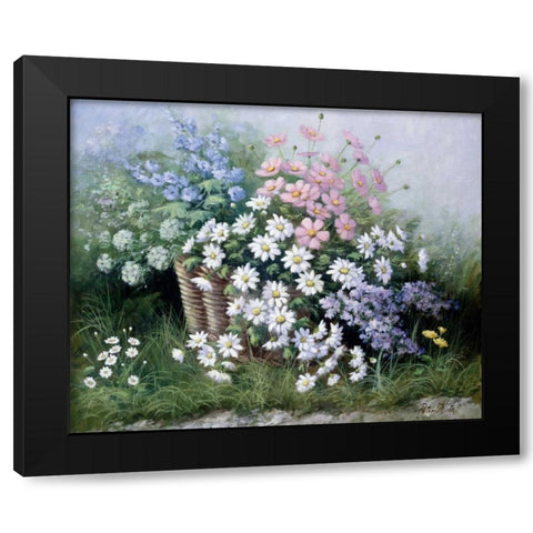 Flowers for Elly Black Modern Wood Framed Art Print by Motz, Peter