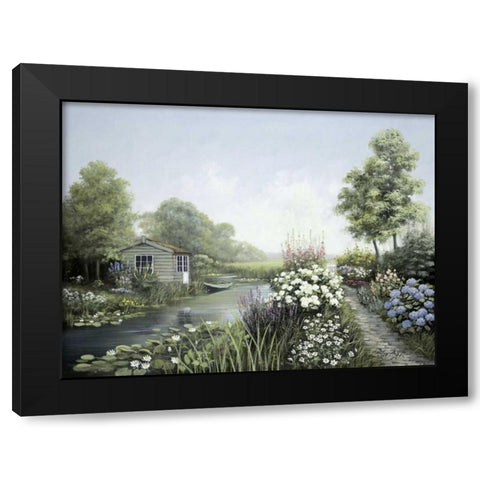 Quiet waters Black Modern Wood Framed Art Print with Double Matting by Motz, Peter