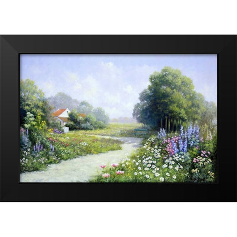 Path to my house Black Modern Wood Framed Art Print by Motz, Peter