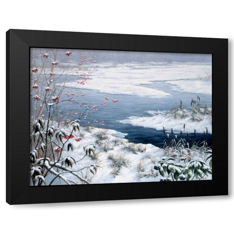 Winter Black Modern Wood Framed Art Print with Double Matting by Motz, Peter