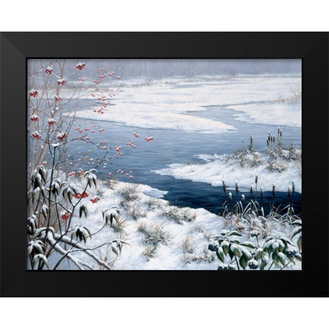 Winter Black Modern Wood Framed Art Print by Motz, Peter
