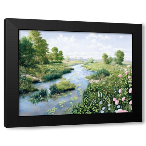 Summer Black Modern Wood Framed Art Print with Double Matting by Motz, Peter
