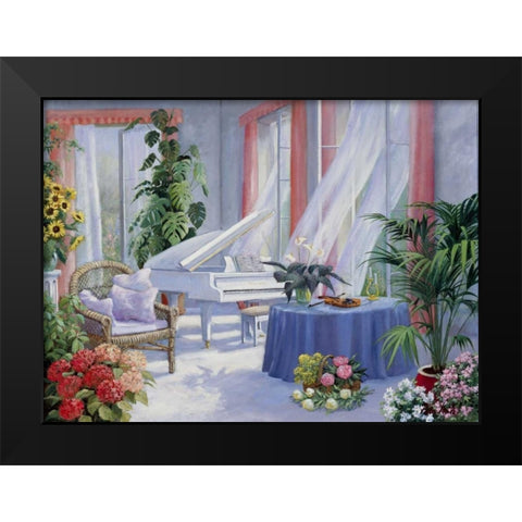 White piano Black Modern Wood Framed Art Print by Motz, Peter