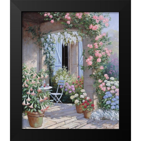 Flower invitation Black Modern Wood Framed Art Print by Motz, Peter