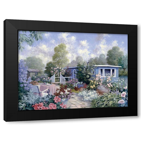 Houseboat Black Modern Wood Framed Art Print by Motz, Peter