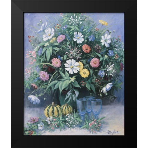 Blooming Black Modern Wood Framed Art Print by Motz, Peter