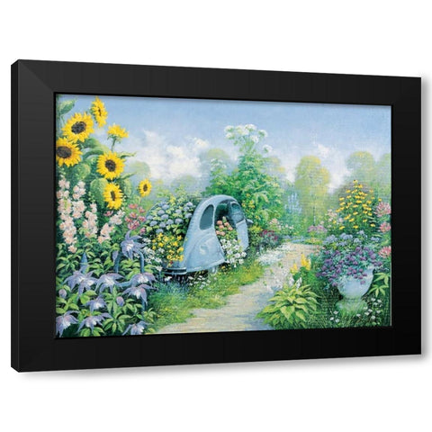 Deux Chevaux Black Modern Wood Framed Art Print by Motz, Peter