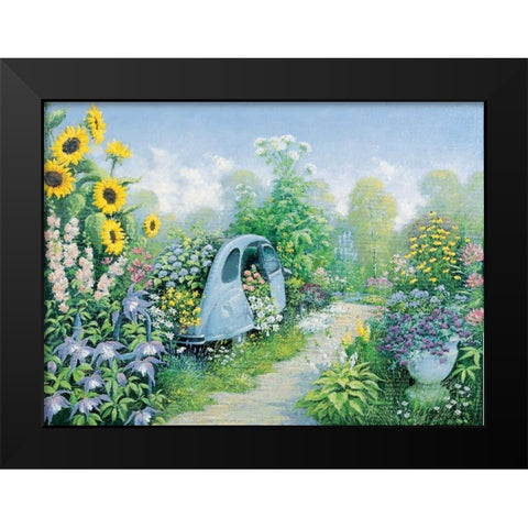 Deux Chevaux Black Modern Wood Framed Art Print by Motz, Peter