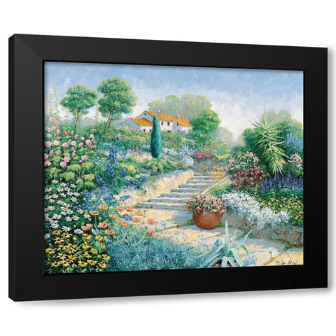 Flowers everywhere Black Modern Wood Framed Art Print with Double Matting by Motz, Peter