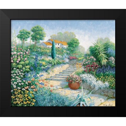Flowers everywhere Black Modern Wood Framed Art Print by Motz, Peter