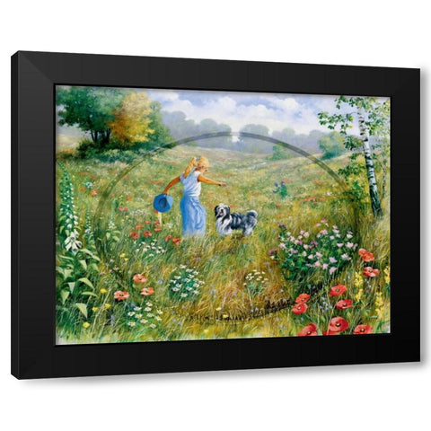 Joyful Black Modern Wood Framed Art Print with Double Matting by Motz, Peter