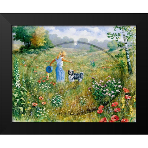 Joyful Black Modern Wood Framed Art Print by Motz, Peter