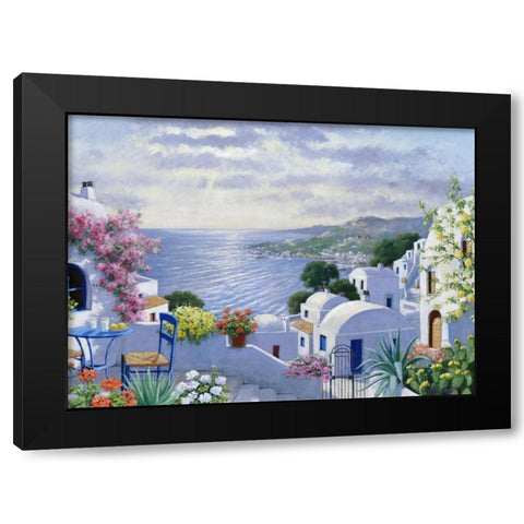 Sparkling Greece Black Modern Wood Framed Art Print by Motz, Peter