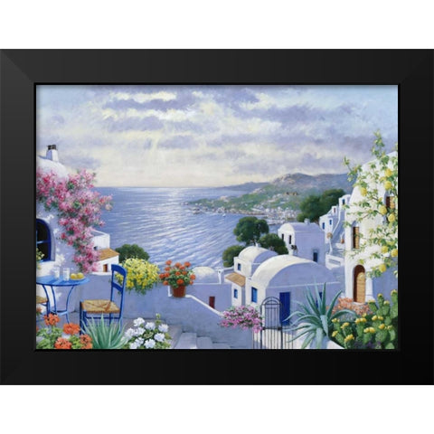 Sparkling Greece Black Modern Wood Framed Art Print by Motz, Peter