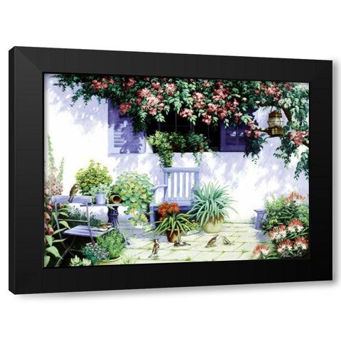 Sparrows Black Modern Wood Framed Art Print by Motz, Peter