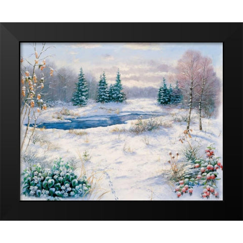 Winter time Black Modern Wood Framed Art Print by Motz, Peter