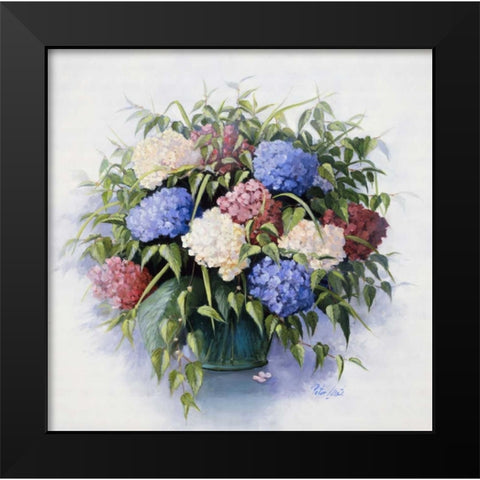 Mixed Hydrangia Black Modern Wood Framed Art Print by Motz, Peter