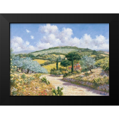 San Gimignano Black Modern Wood Framed Art Print by Motz, Peter