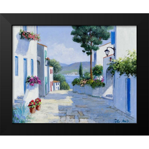 The promenade Black Modern Wood Framed Art Print by Motz, Peter
