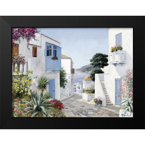 Seaside walkway Black Modern Wood Framed Art Print by Motz, Peter