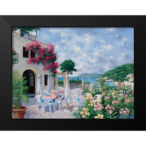 Ocean terrace Black Modern Wood Framed Art Print by Motz, Peter