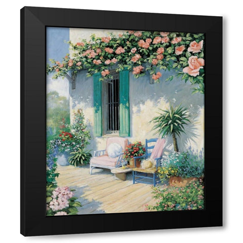 A veranda in bloom II Black Modern Wood Framed Art Print by Motz, Peter