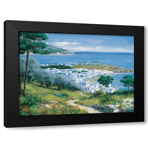 Overlooking the bay Black Modern Wood Framed Art Print by Motz, Peter