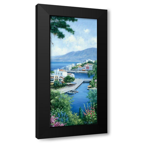 A view over Mykonos Black Modern Wood Framed Art Print with Double Matting by Motz, Peter