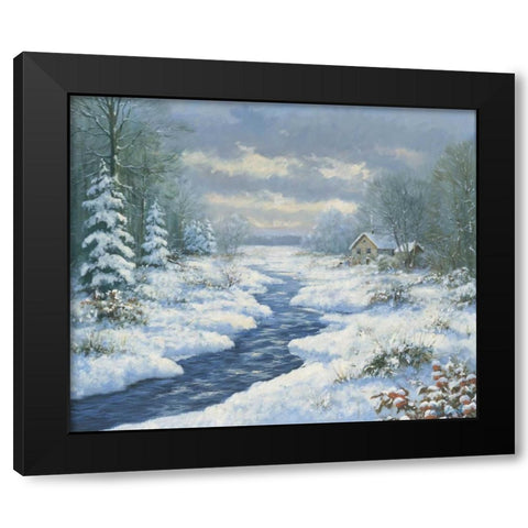 Autumn morning Black Modern Wood Framed Art Print by Motz, Peter