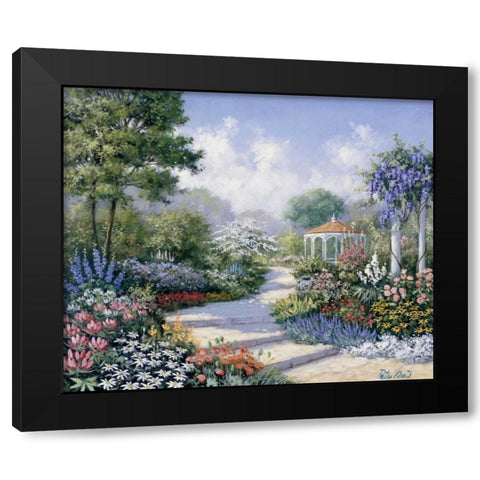 Walking through the park Black Modern Wood Framed Art Print with Double Matting by Motz, Peter