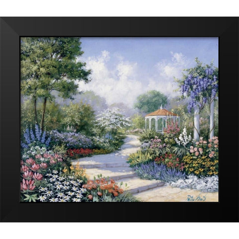 Walking through the park Black Modern Wood Framed Art Print by Motz, Peter