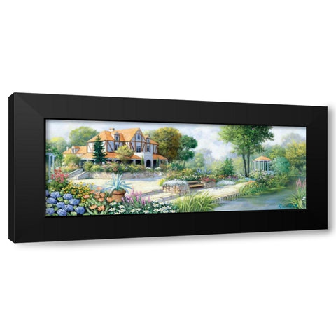 English cottage Black Modern Wood Framed Art Print with Double Matting by Motz, Peter