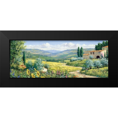 View over Toscane Black Modern Wood Framed Art Print by Motz, Peter