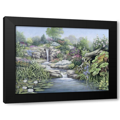 Waterfall Black Modern Wood Framed Art Print by Motz, Peter