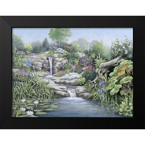Waterfall Black Modern Wood Framed Art Print by Motz, Peter