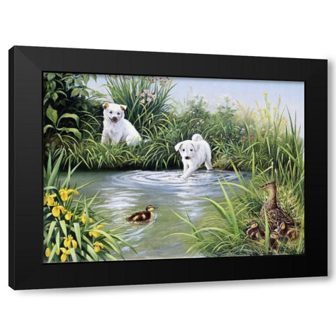 Dog challenge Black Modern Wood Framed Art Print by Motz, Peter