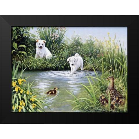Dog challenge Black Modern Wood Framed Art Print by Motz, Peter