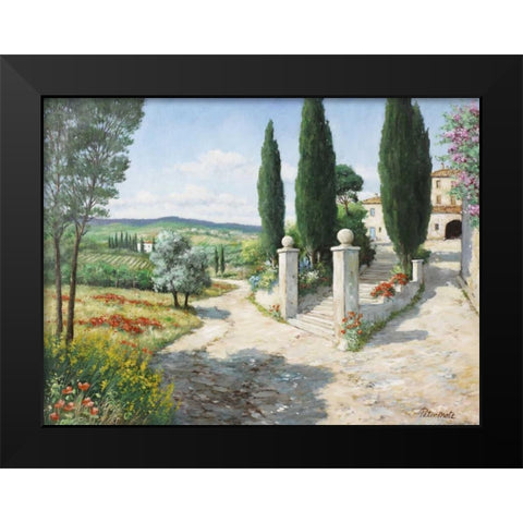 Tuscany house Black Modern Wood Framed Art Print by Motz, Peter