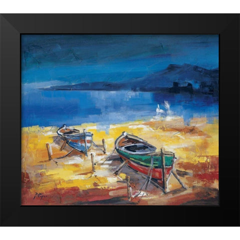 Le due barche Black Modern Wood Framed Art Print by di Viccaro, Roberto