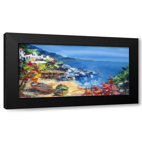 Barche a riva Black Modern Wood Framed Art Print by di Viccaro, Roberto