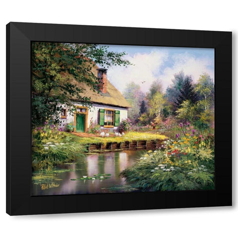 At the creek Black Modern Wood Framed Art Print with Double Matting by Withaar, Reint