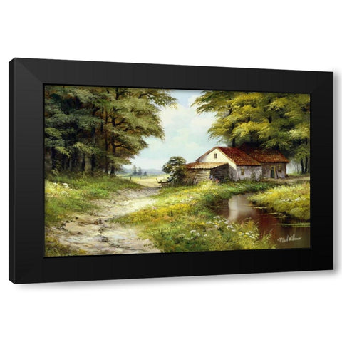 Waterreflections Black Modern Wood Framed Art Print with Double Matting by Withaar, Reint